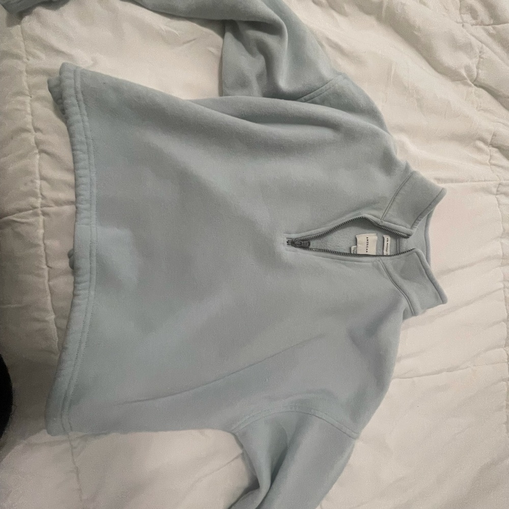 cropped half zip sweatshirt